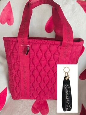 Victoria's Secret Quilted Tote with Logo Straps And Rhinstone wrist Strap